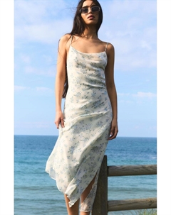 Платье миди с цветочным принтом и бретельками, синий Pull & bear