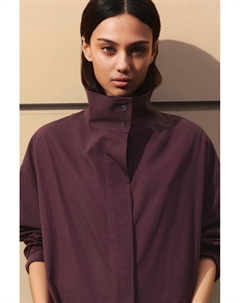 Бордовая рубашка с высоким воротом, бургундия Pull & bear