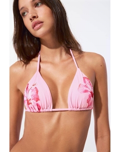Верх бикини с цветочным принтом и треугольниками, розовый Pull & bear