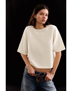 Джемпер оверсайз с короткими рукавами, экрю Pull & bear