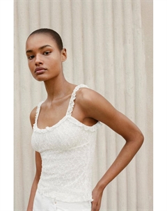 Кружевной топ с бретельками, белый Pull & bear