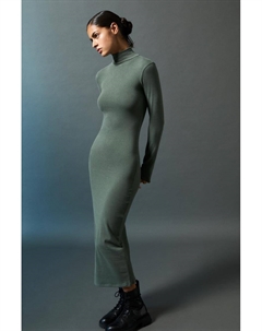 Платье миди с высоким воротом, зеленый Pull & bear