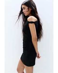 Короткое асимметричное платье с узлом, черный Pull & bear