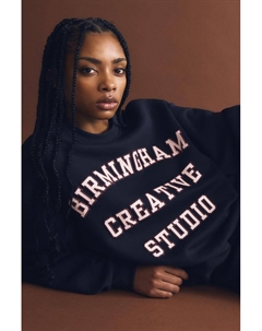 Толстовка с университетским графическим принтом, синий Pull & bear