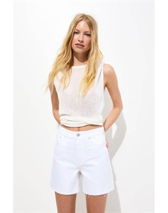 Шорты-Бермуды из денима с высокой талией, белый Pull & bear