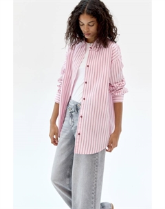 Рубашка в полоску большого размера, розовый Pull & bear