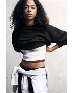 Укороченная толстовка, черный Pull & bear