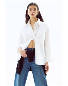 Поплиновая рубашка, белый Pull & bear