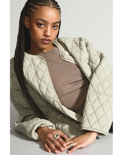 Легкая стираная стеганая куртка, хаки Pull & bear