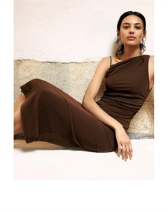 Асимметричное платье миди, коричневый Pull & bear