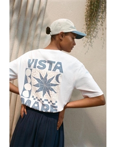 Футболка с графическим принтом Vista Mare, белый Pull & bear