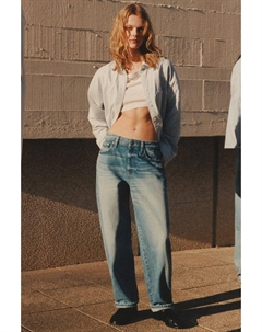 Джинсы-Бочонки со средней талией, синий Pull & bear