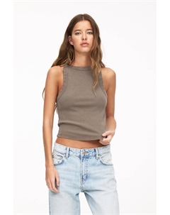 Майка-Халтер с отделкой, коричневый Pull & bear