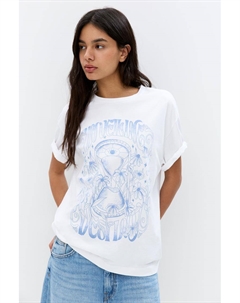 Футболка оверсайз с эзотерической графикой, белый Pull & bear