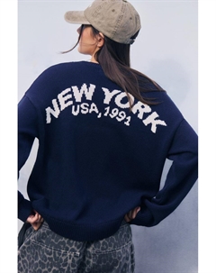 Джемпер с логотипом Pacific Republic, синий Pull & bear