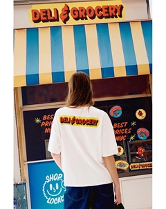 Белая футболка с надписью «Дели и бакалея», белый Pull & bear