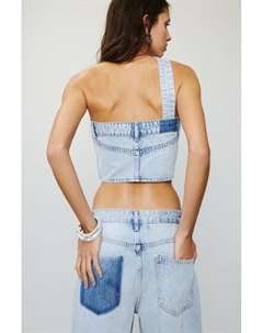 Лоскутный джинсовый топ, голубой Pull & bear