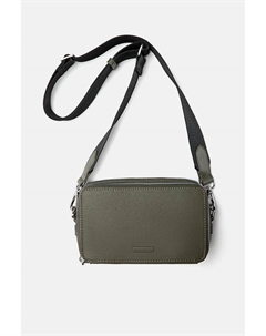 Сумка через плечо с двойной молнией, хаки Pull & bear