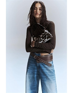 Сумка через плечо из кожи с анималистичным принтом, коричневый Pull & bear