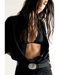 Тонкий ремень из искусственной кожи, черный Pull & bear