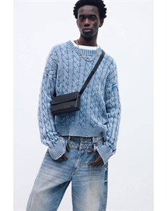 Сумка через плечо с клапаном, черный Pull & bear