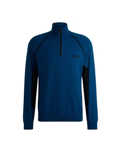 Свитер с цветными блоками и логотипом, светло-голубой Boss