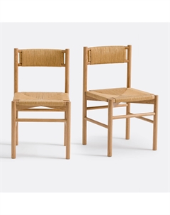 Комплект из 2 стульев из дуба и плетения из прочной бумажной нити Marrathy бежевый Laredoute