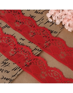Кружево капроновое, 40 мм × 10 ± 1 м, цвет красный Арт узор