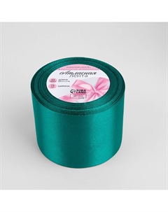 Лента атласная, 75 мм × 23 ± 1 м, цвет изумрудный №126 Арт узор