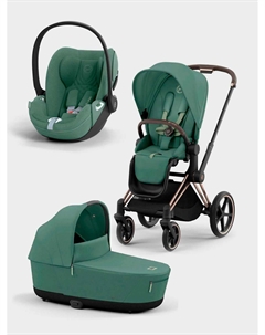 Коляска 2 в 1 Priam IV Rosegold цвет Leaf Green в комплекте со спальным блоком Lux Carry Cot и креслом Cloud T Cybex