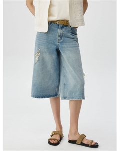 Джинсовые шорты со кружевными вставками Sela