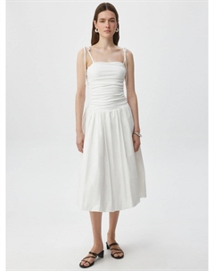 Платье миди с бретелями на бантик Sela