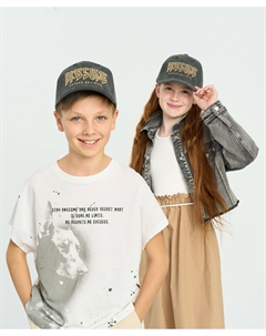 Бейсболка джинсовая детская серая с вышивкой Button blue