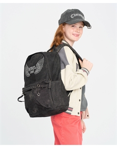 Рюкзак джинсовый на молнии детский черный Button blue