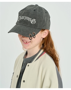 Бейсболка детская серая с вышивкой в стиле гранж Button blue
