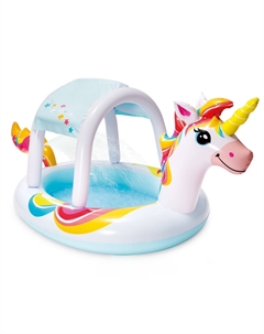 Детский надувной бассейн 122х122см, 130л, от 2 лет Единорог, с навесом 58435 Intex