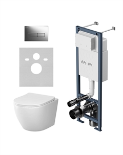 Комплект Унитаз подвесной Like C801900SC безободковый + Инсталляция ErgoFit I012711.0351 с кнопкой смыва Am.pm.