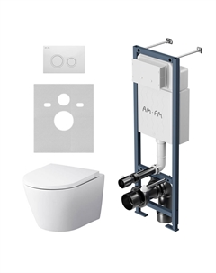 Комплект Унитаз подвесной Sense C741701SC безободковый + Инсталляция ErgoFit I012711.0101 с кнопкой смыва Am.pm.