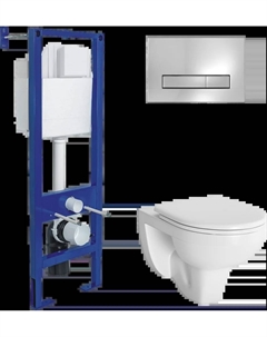 Комплект унитаза Gamma с инсталляцией Atom Line белый с сиденьем микролифт и клавишей смыва хром глянец Berges