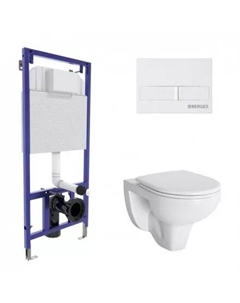 Комплект унитаза с инсталляцией Gamma с сиденьем микролифт и кнопкой смыва белой Berges