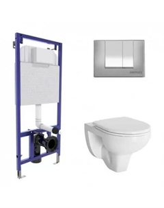 Комплект унитаза с инсталляцией Gamma с сиденьем микролифт и кнопкой смыва хром Berges