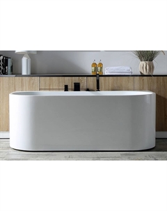 Акриловая ванна AB9310 170x80 см, пристенная, белая, овальная, с каркасом, со сливом-переливом Abber