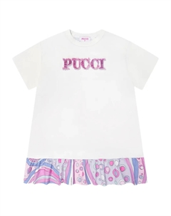 Платье из хлопка-стрейч с принтом, белый Pucci junior