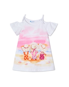 Летнее платье стандартный крой 3963, белый Mayoral