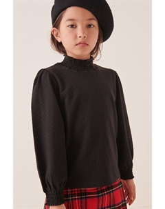 Фактурный топ с высоким воротником и присборенной резинкой, черный Next