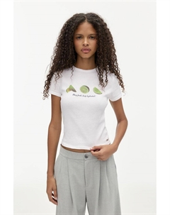 Футболка цвета лайма, белый Pull & bear