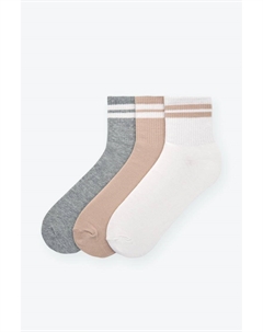 Упаковка из 3 полосатых носков, белый Pull & bear