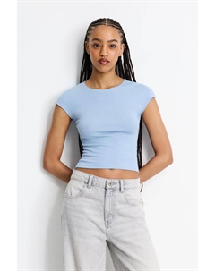 Приталенная футболка с длинными рукавами, голубой Pull & bear