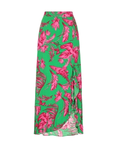 Юбка длиной до колена, цвет green pink Izia