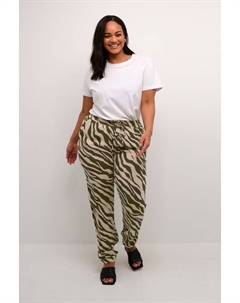 Костюмные брюки, цвет sand/green animal print Kaffe curve